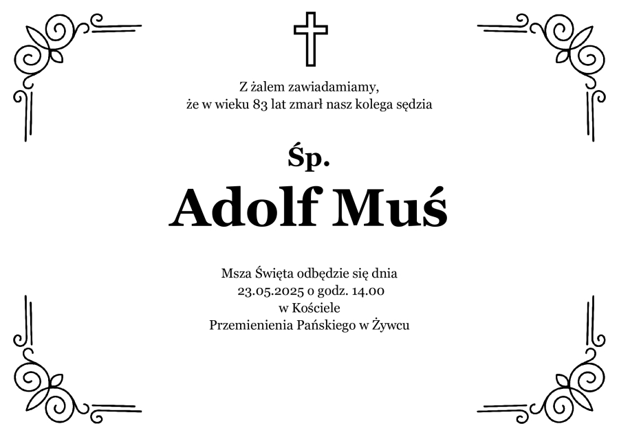 Informacja o pogrzebie kol. A. Musia